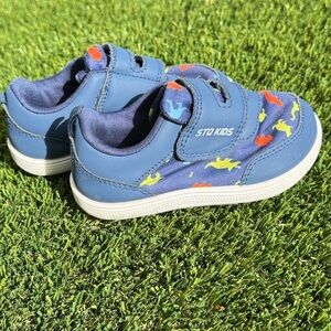 STQ Kids Toddler Boy Navy Blue Dinosaur Velcro Shoes